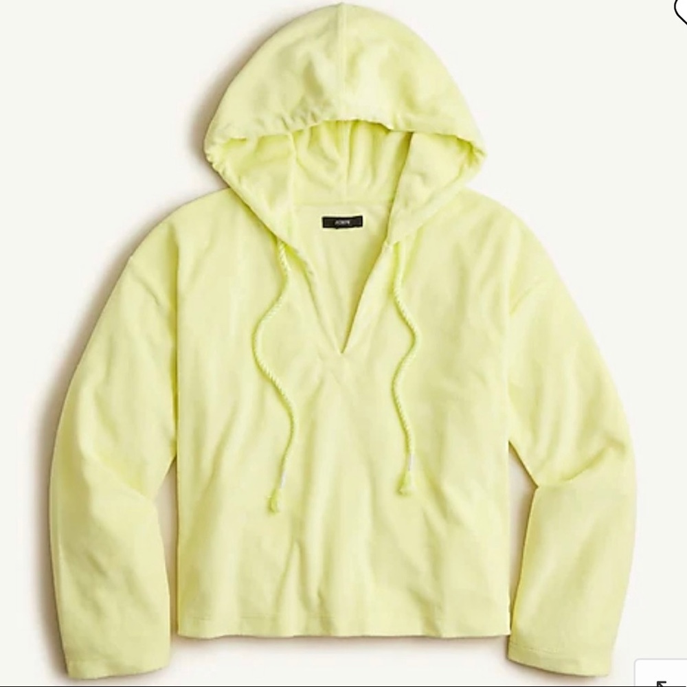 J Crew Towel Terry V-neck Hoodie SZ M NWT - Picture 2 of 5